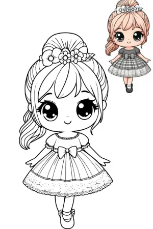 Sevimli Kız Boyama Kitabı Sayfası - Ücretsiz Yazdır ve Boya!