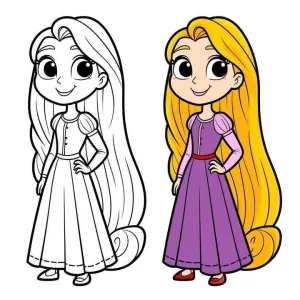 Rapunzel Boyama Sayfası - Ücretsiz Yazdırılabilir Prenses Etkinliği