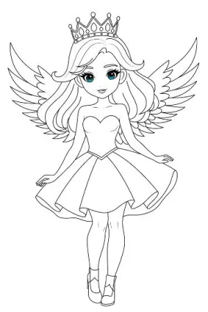 Melek Prenses Boyama Sayfası - Ücretsiz Yazdır ve Renklendir!